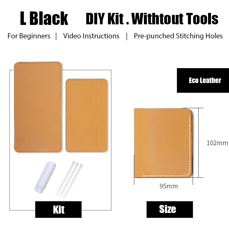 Womens Leather Small Wallet Kit DIY Khaki Leather Slim Wallets Kit DIY Eco Leather Project DIY Leather Kit