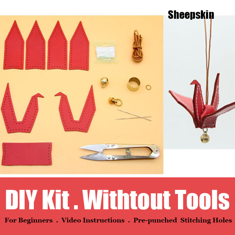 Cute DIY Leather Paper Crane Kit DIY Sheepskin Project DIY Leather Paper Crane Charm Kit