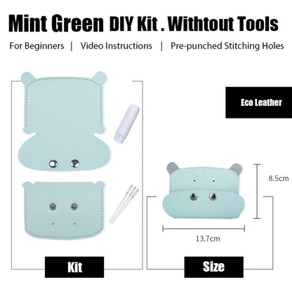 DIY Leather Card Holder Kit DIY Leather Hippo Card Wallet Kit DIY Mint Green Leather Projects DIY Leather Kit