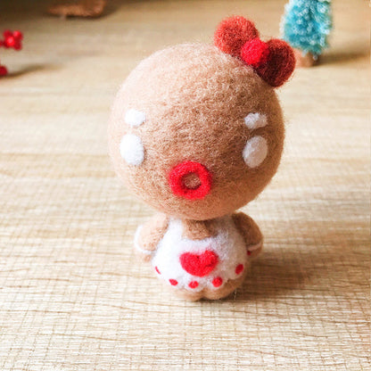 Handmade Needle felted gingerbread man felting kit project Christmas cute for beginners starters