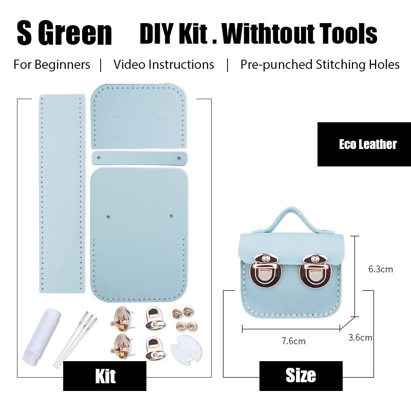 DIY Leather AirPods Case Kits DIY Leather Mini Satchel Bag Kit DIY Light Green Leather Projects DIY Leather Pouch Kit