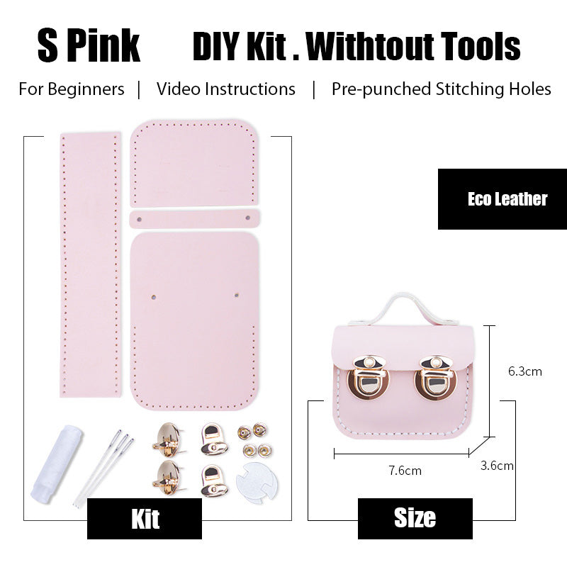 DIY Leather AirPods Case Kits DIY Leather Mini Satchel Bag Kit DIY Pink Leather Projects DIY Leather Pouch Kit