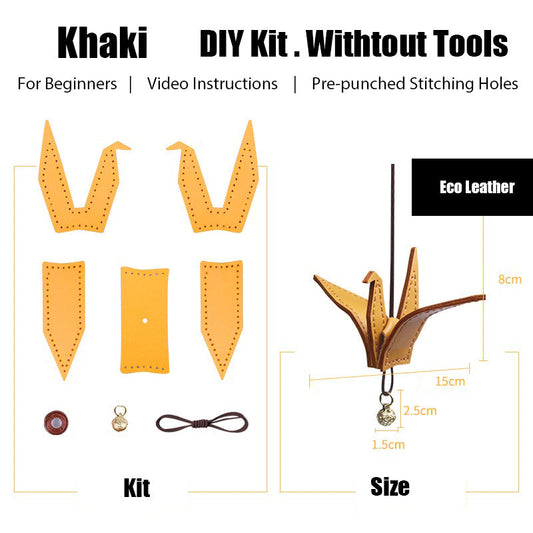 Cute DIY Leather Paper Crane Kit DIY Khaki Project DIY Leather Paper Crane Charm Kit