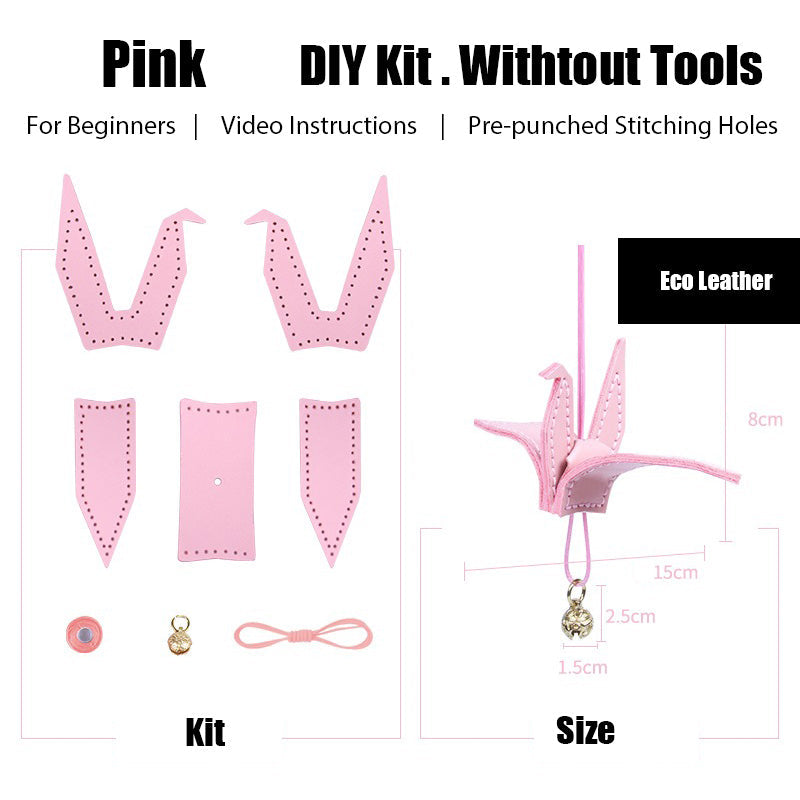 Cute DIY Leather Paper Crane Kit DIY Pink Project DIY Leather Paper Crane Charm Kit