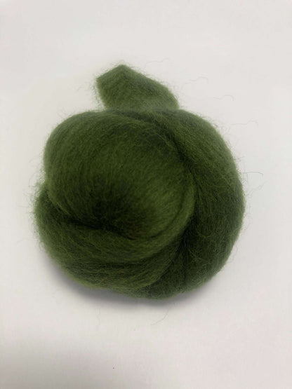 Needle Felting Wool Roving Forest Green 66s Merino Wool Roving For Felting Needle Felting Supplies