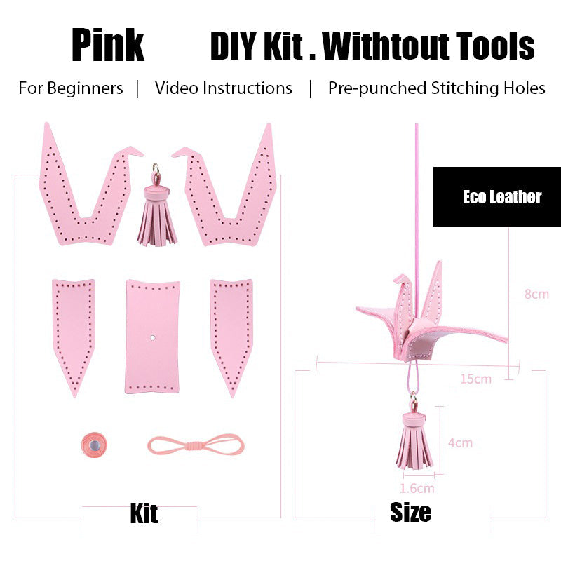 Cute DIY Leather Paper Crane Kit DIY Pink Project DIY Leather Paper Crane Charm Kit