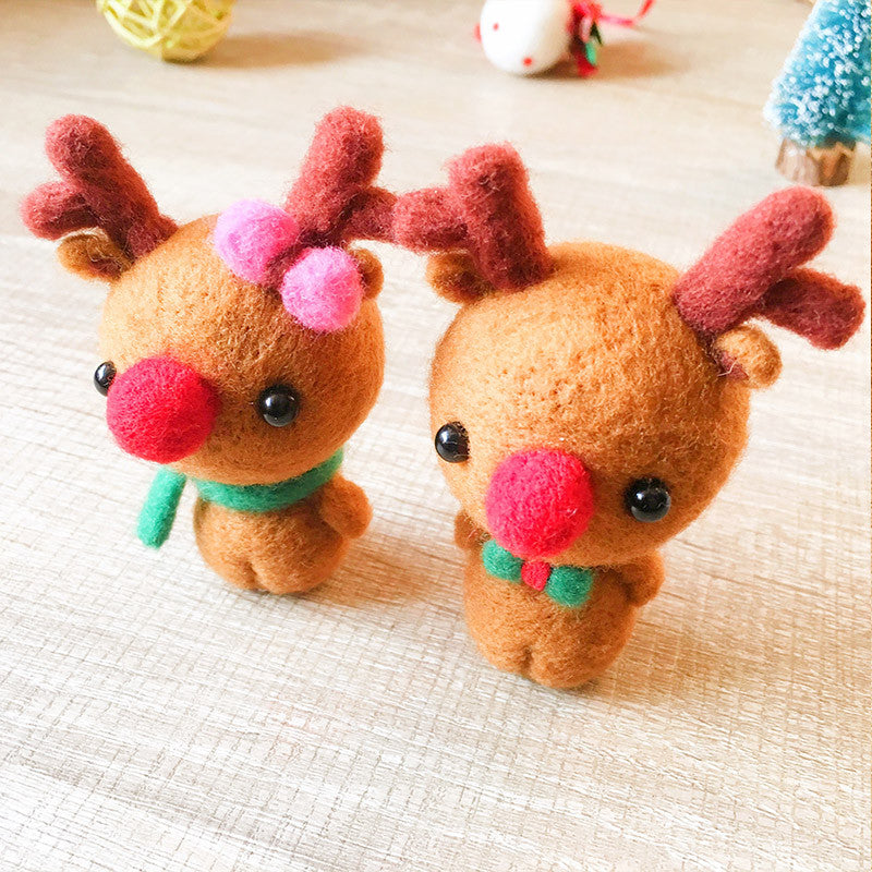 Handmade Needle felted reindeer Rudolph felting kit project Christmas cute for beginners starters