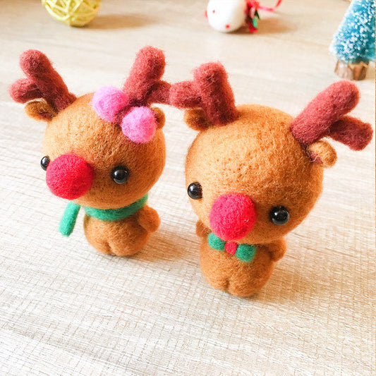 Handmade Needle felted reindeer Rudolph felting kit project Christmas cute for beginners starters