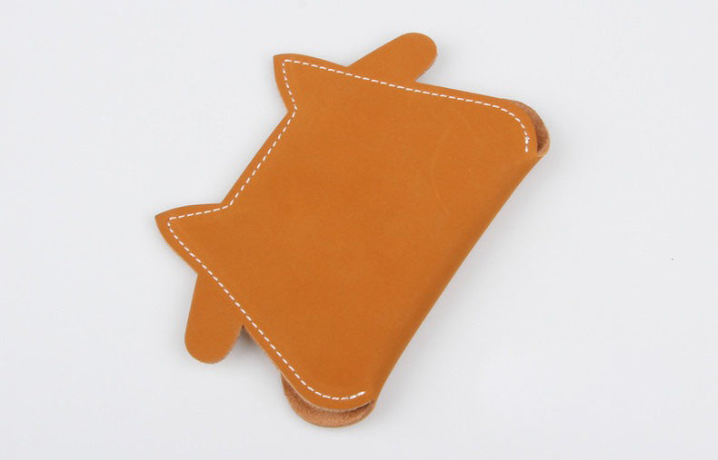 Orange Leather Card Holder Kit DIY Leather Cow Coin Wallets Kit DIY Eco Leather Project DIY Leather Kit