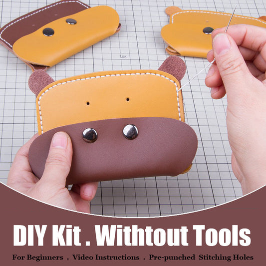 DIY Leather Card Holder Kit DIY Leather Hippo Card Wallet Kit DIY Khaki&Coffee Leather Projects DIY Leather Kit