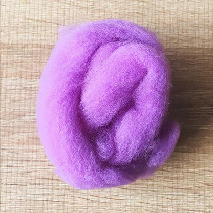 Needle felted supplies wool felting purple wool Roving for felting short fabric