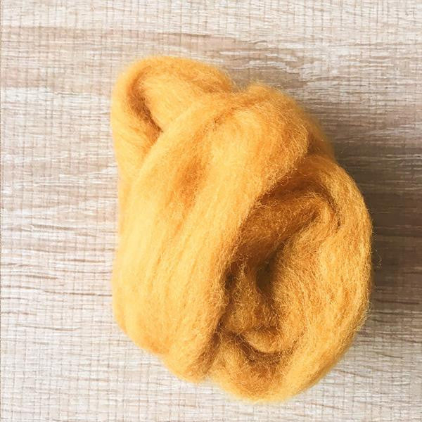 Needle felted supplies wool felting Yellow wool Roving for felting short fabric