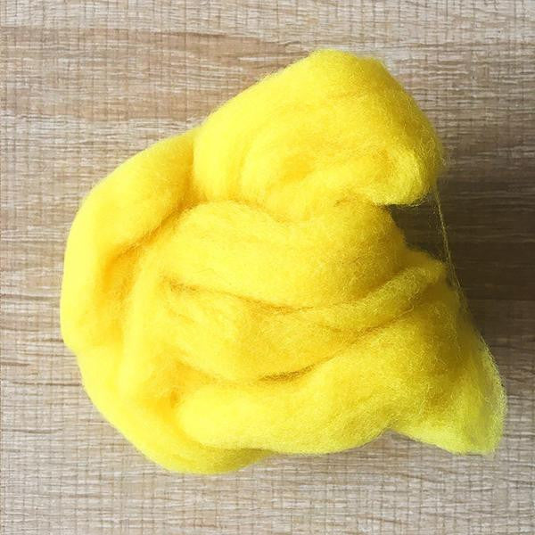 Needle felted supplies wool felting Yellow wool Roving for felting short fabric