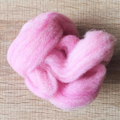 Needle felted supplies wool felting Pink wool Roving for felting short fabric