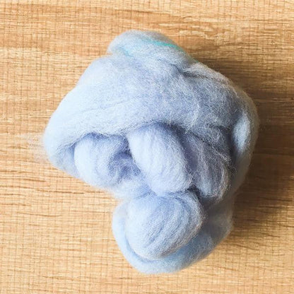 Needle felted supplies wool felting Blue wool Roving for felting short fabric