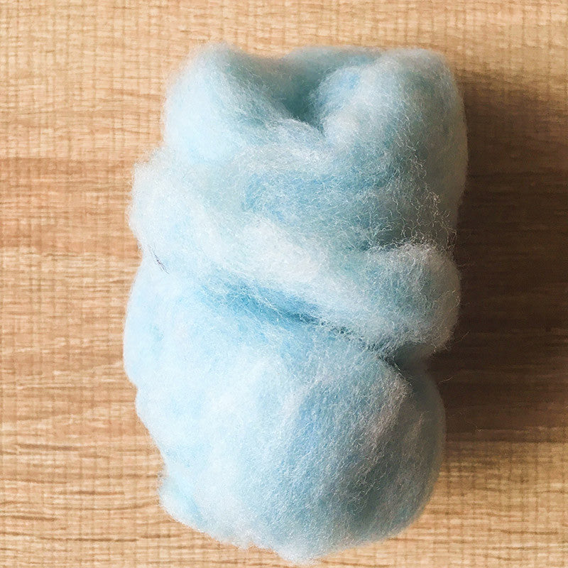 Needle felted wool felting mix light blue wool Roving for felting supplies short fabric easy felt