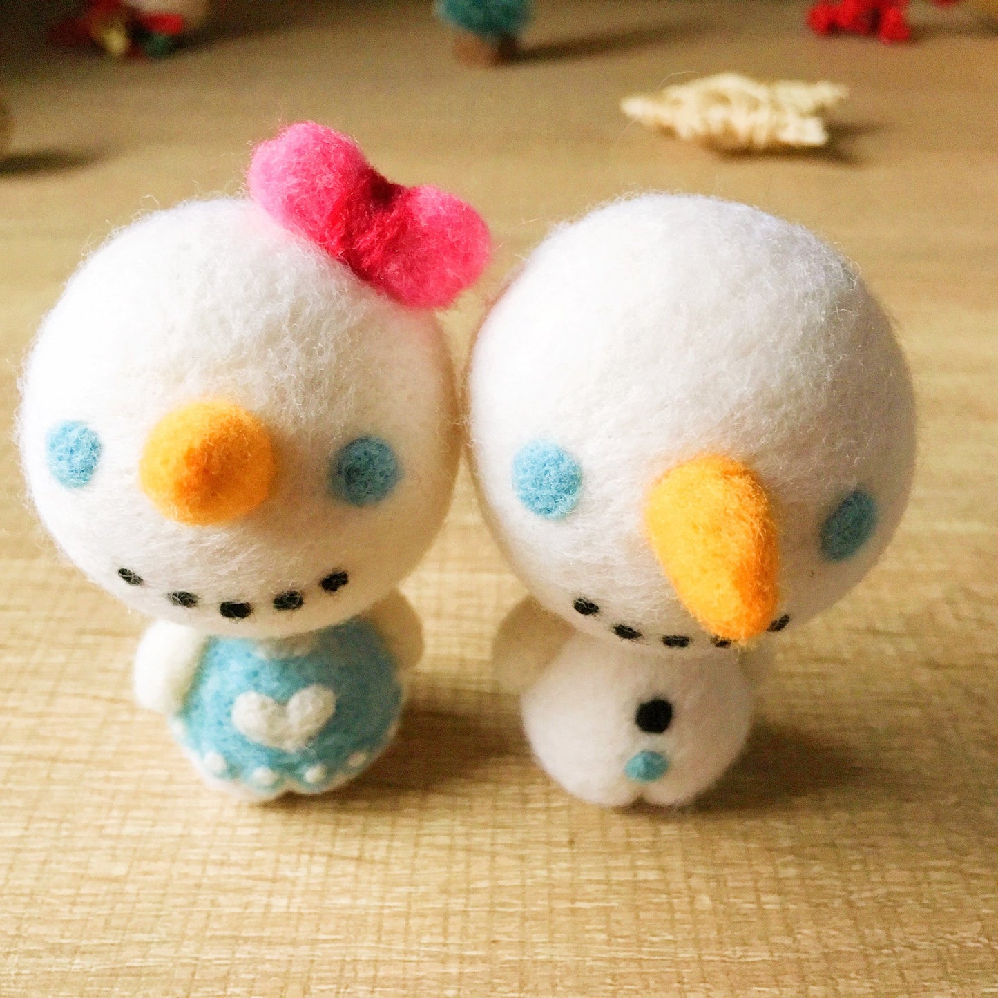 Handmade Needle felted Snowman felting kit project Christmas cute for beginners starters