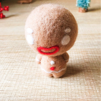 Handmade Needle felted gingerbread man felting kit project Christmas cute for beginners starters