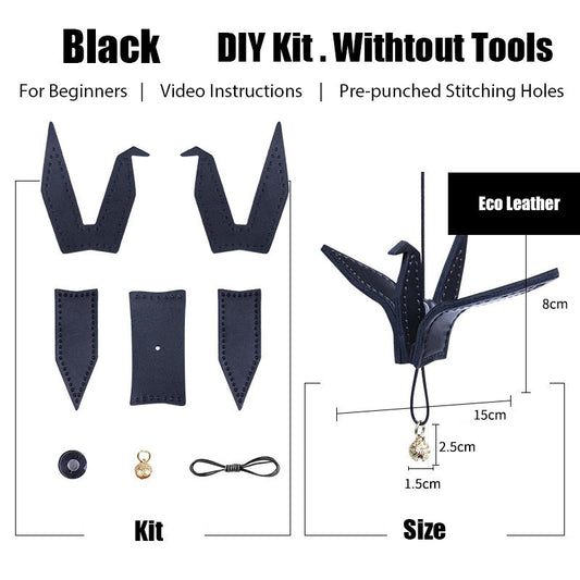 Cute DIY Leather Paper Crane Kit DIY Black Project DIY Leather Paper Crane Charm Kit