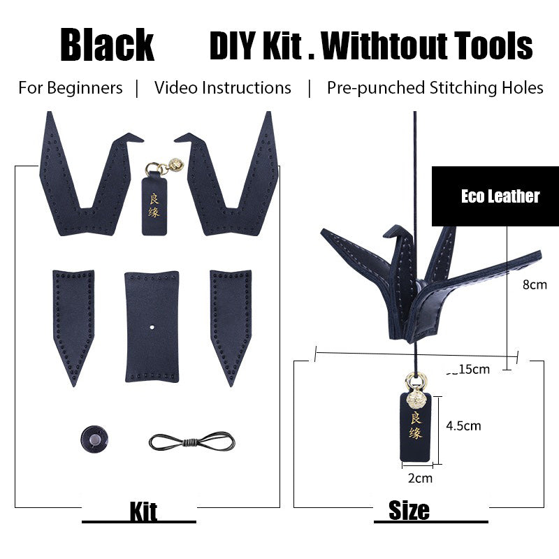 Cute DIY Leather Paper Crane Kit DIY Black Project DIY Leather Paper Crane Charm Kit