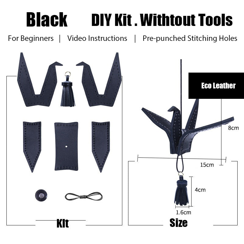 Cute DIY Leather Paper Crane Kit DIY Black Project DIY Leather Paper Crane Charm Kit