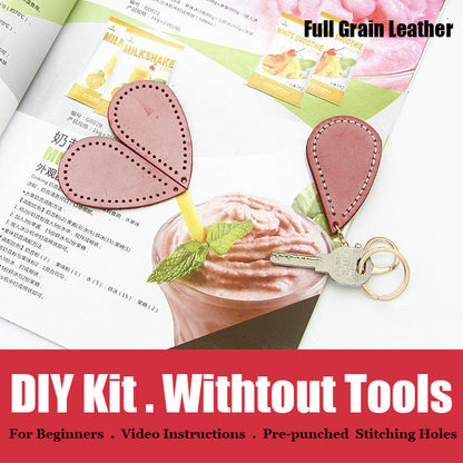 Heart Leather Keychain Kit DIY Leather Keychain Kit DIY Heart Leather Projects DIY Leather Kit