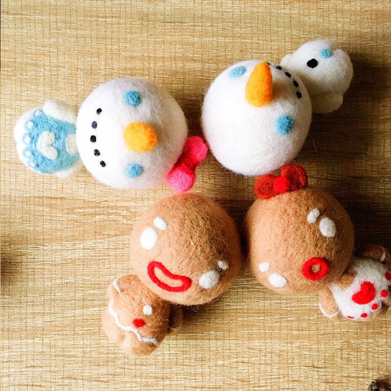 Handmade Needle felted gingerbread man felting kit project Christmas cute for beginners starters