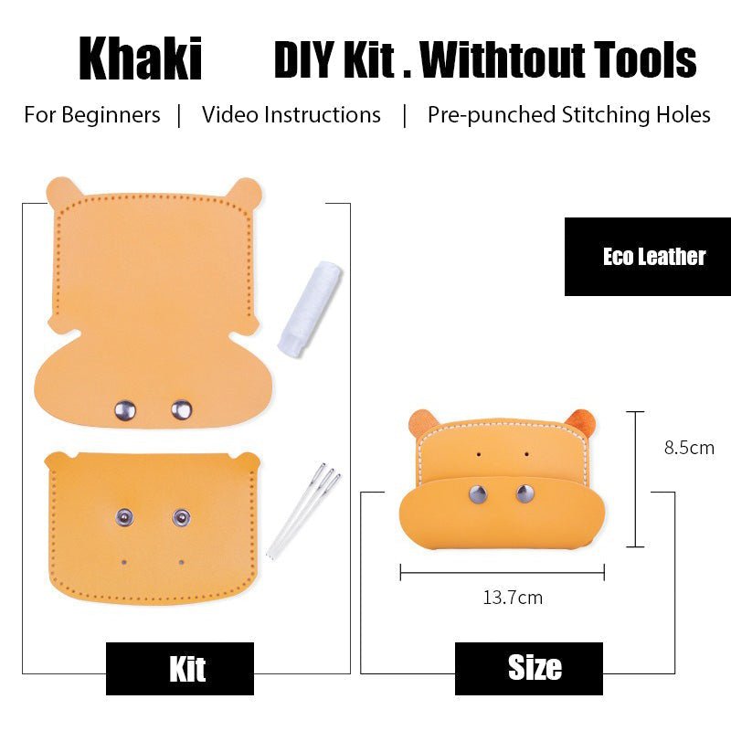 DIY Leather Card Holder Kit DIY Leather Hippo Card Wallet Kit DIY Yellow Leather Projects DIY Leather Kit