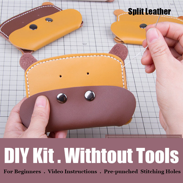 DIY Hippo Leather Card Holder Kit DIY Leather Card Wallet Kit DIY Leather Projects DIY Leather Kit