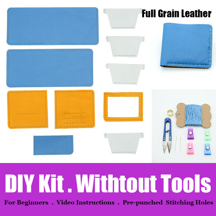 DIY Leather Wallet Kits DIY Leather Project DIY Blue Leather Billfold DIY Leather Womens Wallet Kit