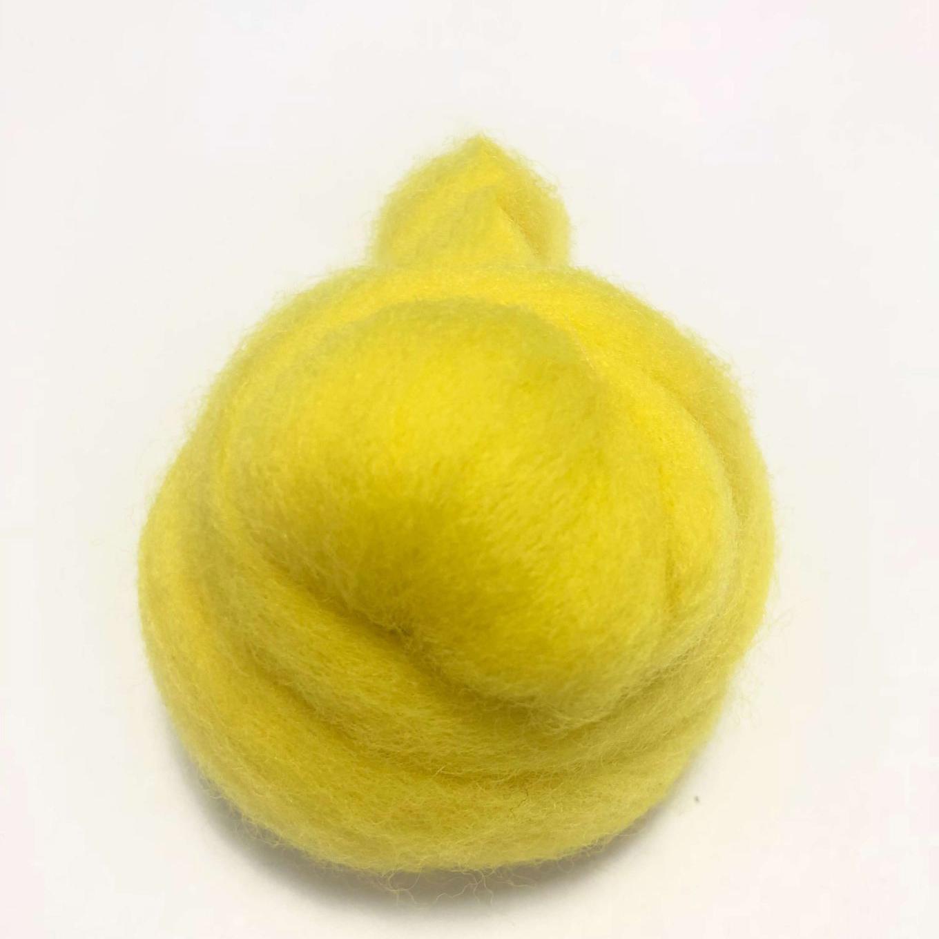 Needle Felting Wool Roving Fresh Yellow 66s Merino Wool Roving For Felting Needle Felting Supplies