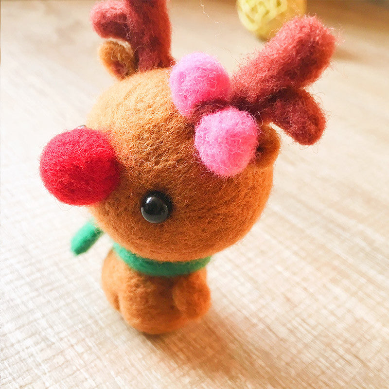 Handmade Needle felted reindeer Rudolph felting kit project Christmas cute for beginners starters