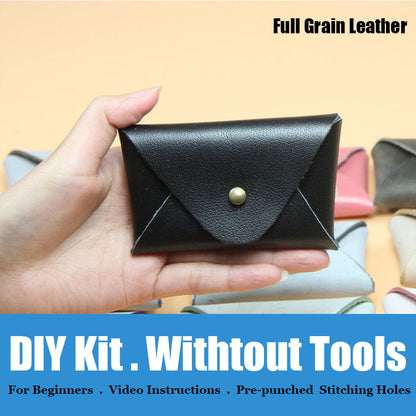 Minimalism Leather Card Holder Kit DIY Purple Leather Coin Wallet Kit DIY Leather Projects DIY Leather Kit