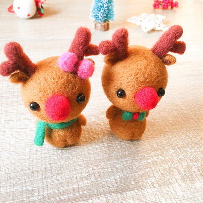 Handmade Needle felted reindeer Rudolph felting kit project Christmas cute for beginners starters