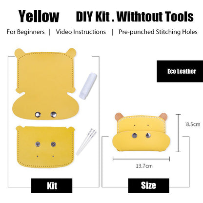 DIY Leather Card Holder Kit DIY Leather Hippo Card Wallet Kit DIY Yellow Leather Projects DIY Leather Kit