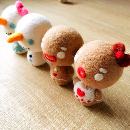 Handmade Needle felted gingerbread man felting kit project Christmas cute for beginners starters