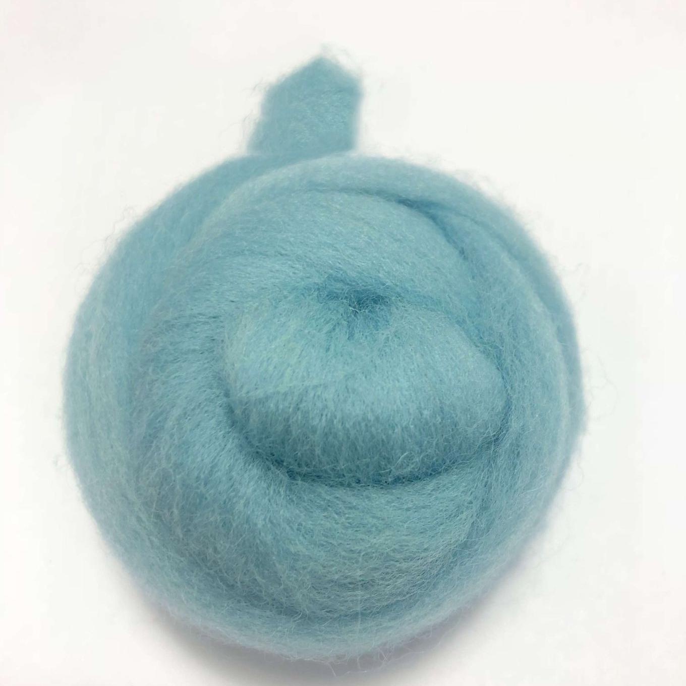 Needle Felting Wool Roving Azure Blue 66s Merino Wool Roving For Felting Needle Felting Supplies