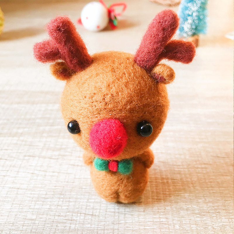 Handmade Needle felted reindeer Rudolph felting kit project Christmas cute for beginners starters