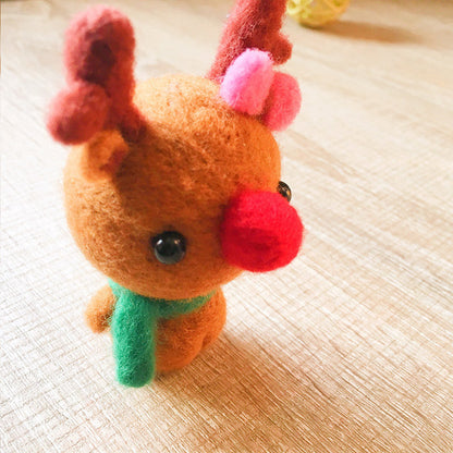 Handmade Needle felted reindeer Rudolph felting kit project Christmas cute for beginners starters