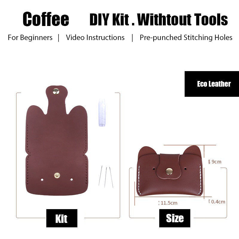 DIY Khaki Leather Card Holder Kits DIY Leather Dogs Card Wallet Kit DIY Leather Projects DIY Leather Kit