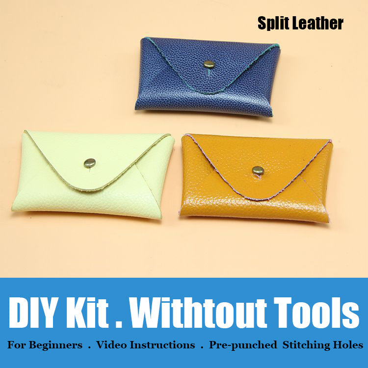 Minimalism Leather Card Holder Kit DIY Purple Leather Coin Wallet Kit DIY Leather Projects DIY Leather Kit