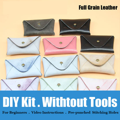 Minimalism Leather Card Holder Kit DIY Black Leather Coin Wallet Kit DIY Leather Projects DIY Leather Kit