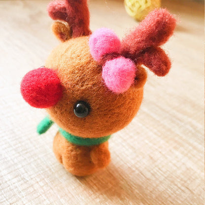 Handmade Needle felted reindeer Rudolph felting kit project Christmas cute for beginners starters