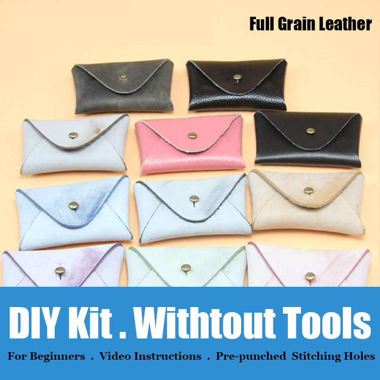 Minimalism Leather Card Holder Kit DIY Purple Leather Coin Wallet Kit DIY Leather Projects DIY Leather Kit