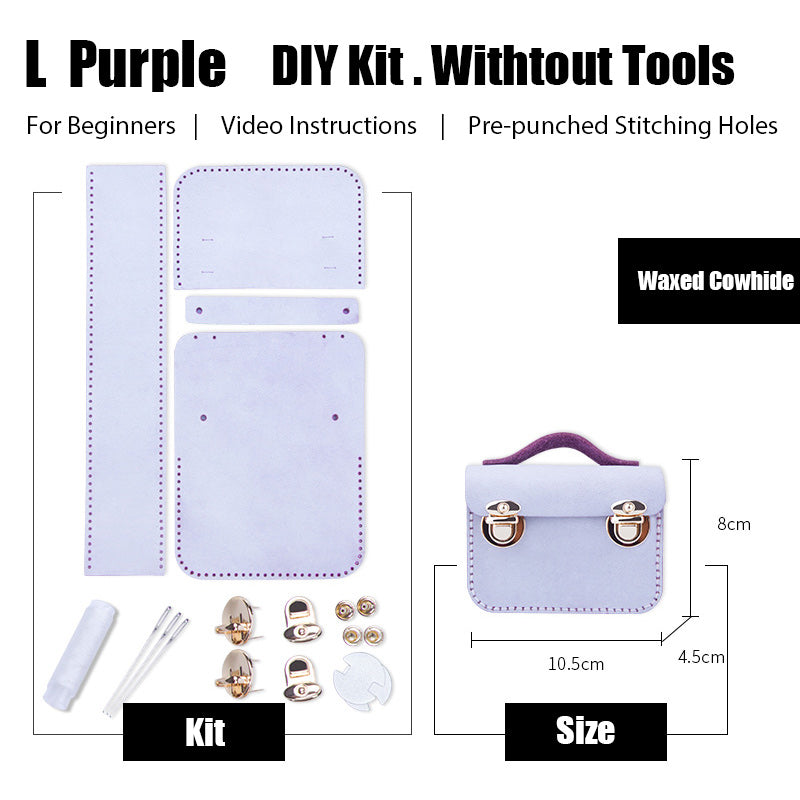 DIY Leather AirPods Case Kit DIY Leather Mini Satchel Bag Kit DIY Purple Waxed Leather Projects DIY Leather Pouch Kit