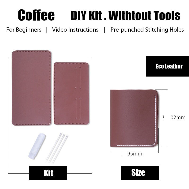 Womens Leather Small Wallet Kit DIY Khaki Leather Slim Wallets Kit DIY Eco Leather Project DIY Leather Kit