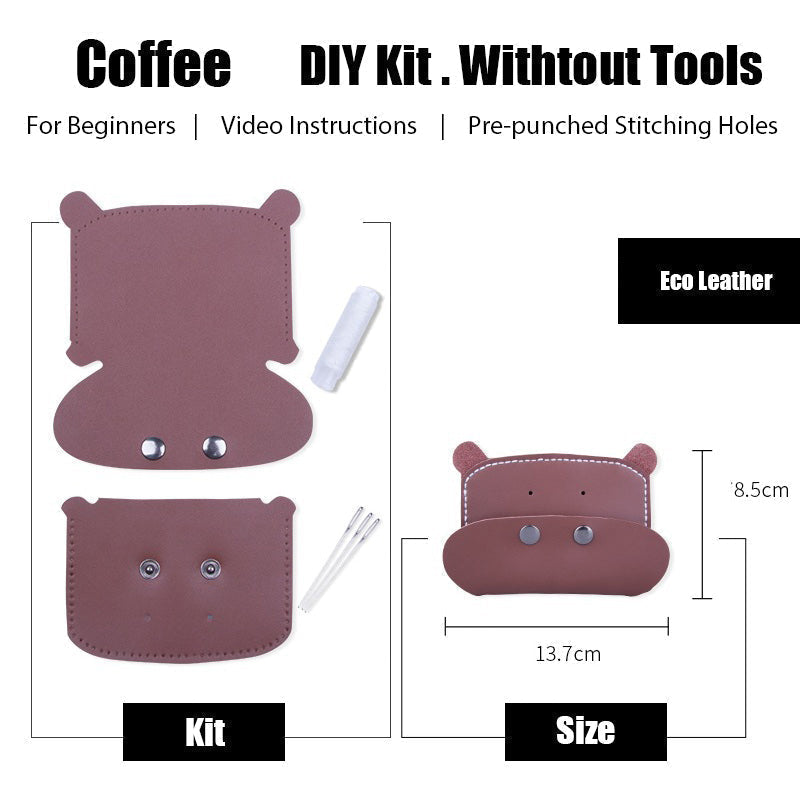 Hippo Leather Card Holder Kit DIY Leather Card Wallet Kit DIY Leather Projects DIY Leather Kit