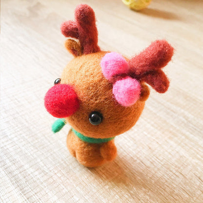 Handmade Needle felted reindeer Rudolph felting kit project Christmas cute for beginners starters