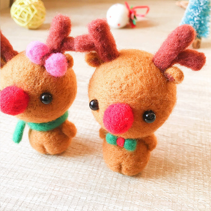 Handmade Needle felted reindeer Rudolph felting kit project Christmas cute for beginners starters