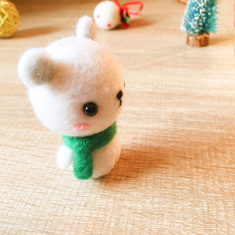 Handmade Needle felted Polar Bear felting kit project Christmas cute for beginners starters